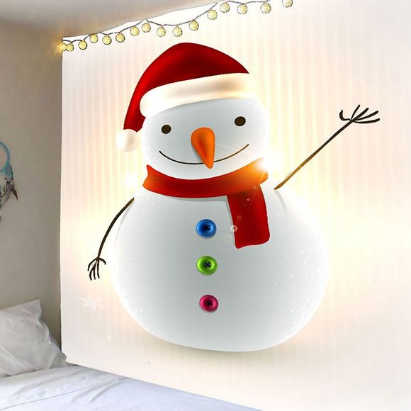 Noël bonhomme de neige heureux à motifs tapisserie Wall Art - BLANC ET ROUGE W79 INCH * L79 INCH