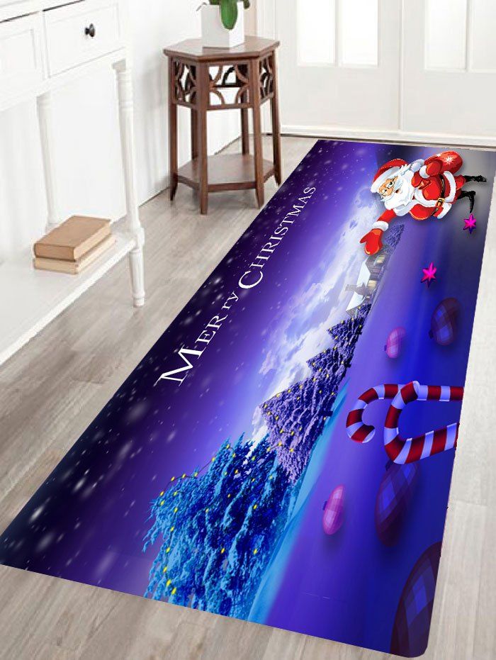 

Santa Claus Pattern Christmas Flannel Nonslip Bath Mat, Purple