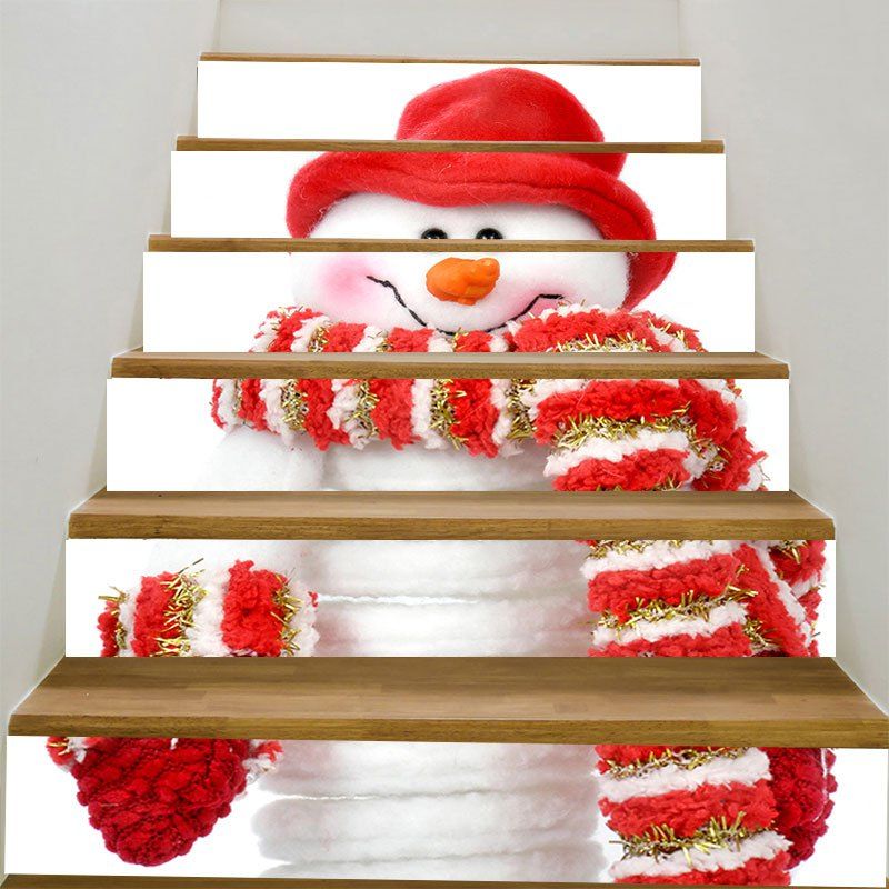 

Christmas Snowman with Scarf Pattern Stair Stickers, Red