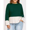 Pull Contrastant à Col Montant Grande Taille - Vert profond 4XL