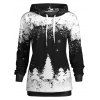 Sweatshirt à Capuche avec Poches Motif Flocons de Neige et Sapin de Noël Grande Taille - Noir 2XL
