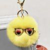 Porte-Clés Ballon Mignon Yeux en Lunettes en Fausse Fourrure - Jaune 