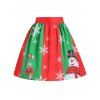 Jupe Motif Bonhomme de Neige et Flocons de Neige de Noël Grande-Taille - Rouge et Vert XL