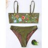 Ensemble Bikini Bandeau Cami avec Broderie Florale - vert foncé L