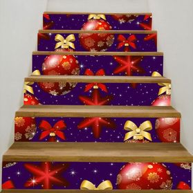 DIY Christmas Ball and Star Pattern Decorative Stair Stickers