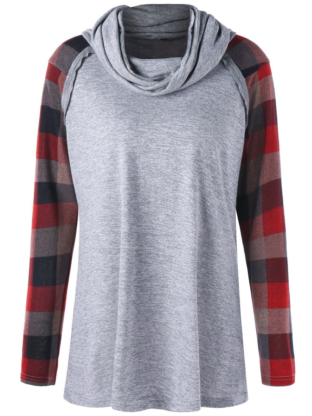 

Plus Size Cowl Neck Raglan Sleeve Top, Gray
