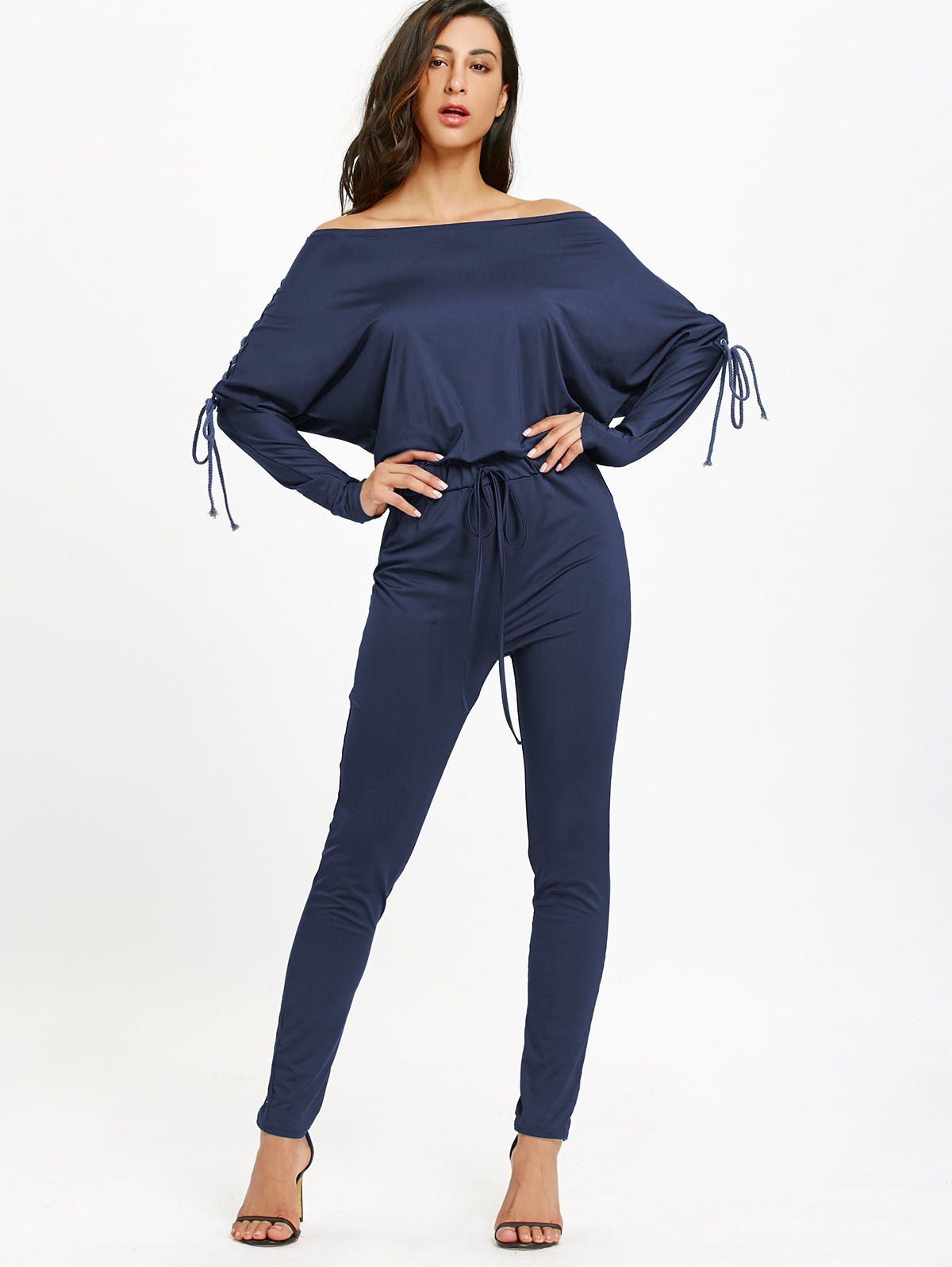 Off The Shoulder Overlay High Waist Jumpsuit