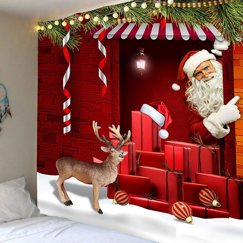 [41% OFF] 2021 Red Santa Claus Printed Wall Art Tapestry In RED | DressLily