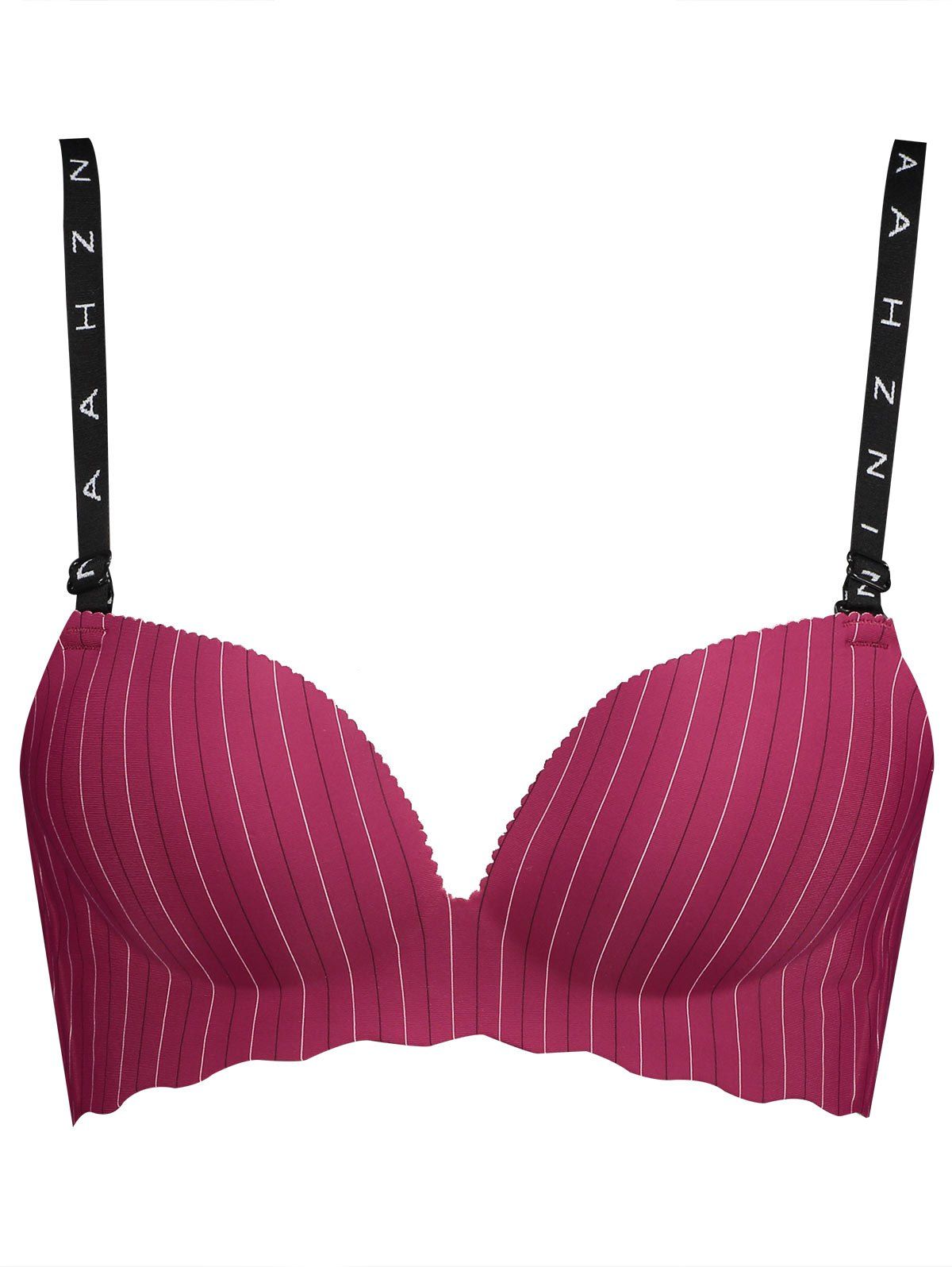 

Seamless Striped Adjustable Strap Bra, Wine red