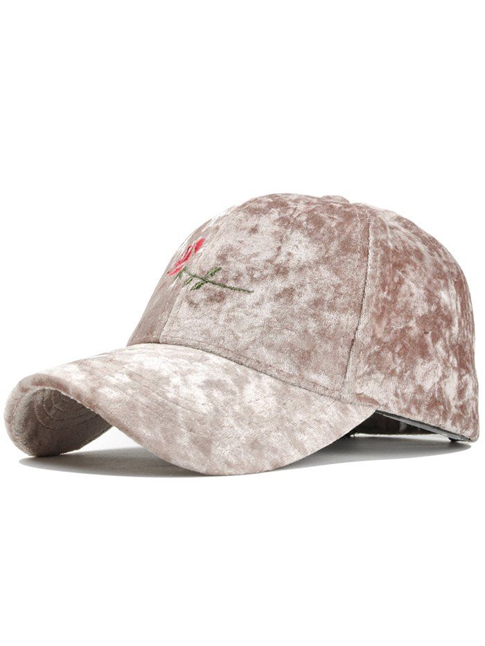 

Rose Embroidered Embellished Suede Graphic Hat, Khaki