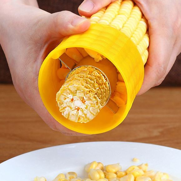 Outil de Cuisine Durable en Plastique Créatif pour Égrener le Maïs - Jaune 