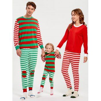 

Striped Printed Family Christmas Pajama Set, Red