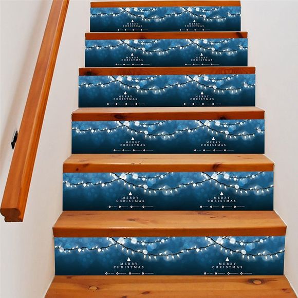 Noël guirlandes impression décorative bricolage escalier autocollants - Bleu 100*18CM*6PCS