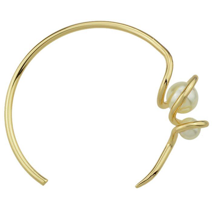 

Faux Pearl Metal Twisted Cuff Bracelet, Golden