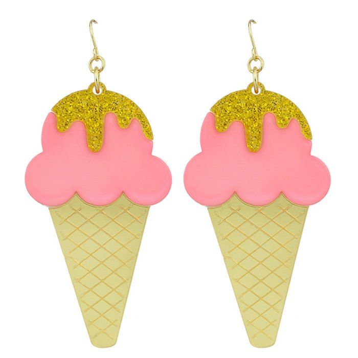 

Ice Cream Pattern Drop Earrings, Yellow