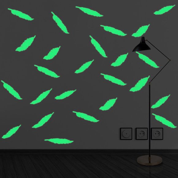 Forme de plume Noctilucence Stickers muraux bricolage - Vert 
