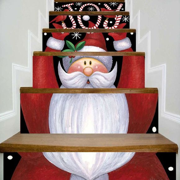 Autocollants d'Escalier Décoratifs Imprimé Père Noël JOY - multicolore 100*18CM*6PCS