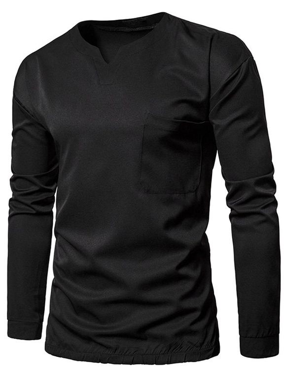 T-shirt Longues Manches avec Poches et Taille Elastique - Noir 2XL