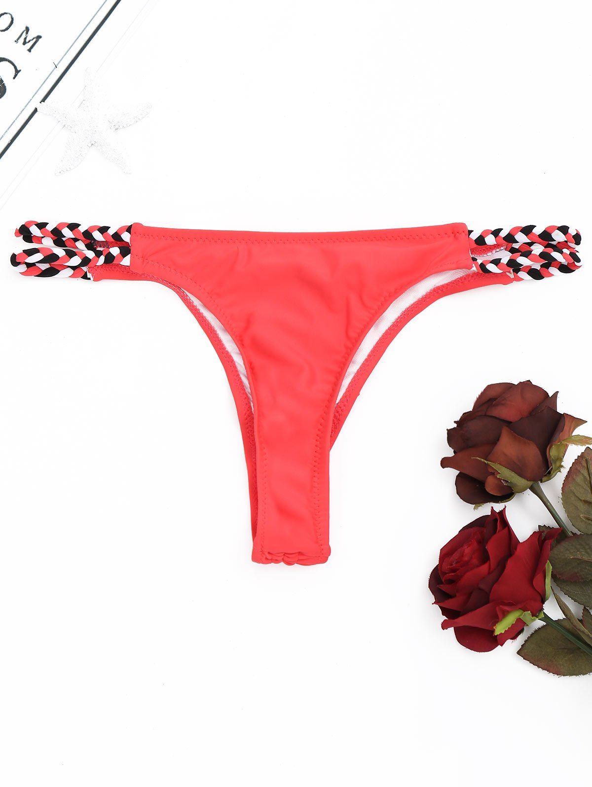 

Braided Drawstring Thongs, Watermelon red