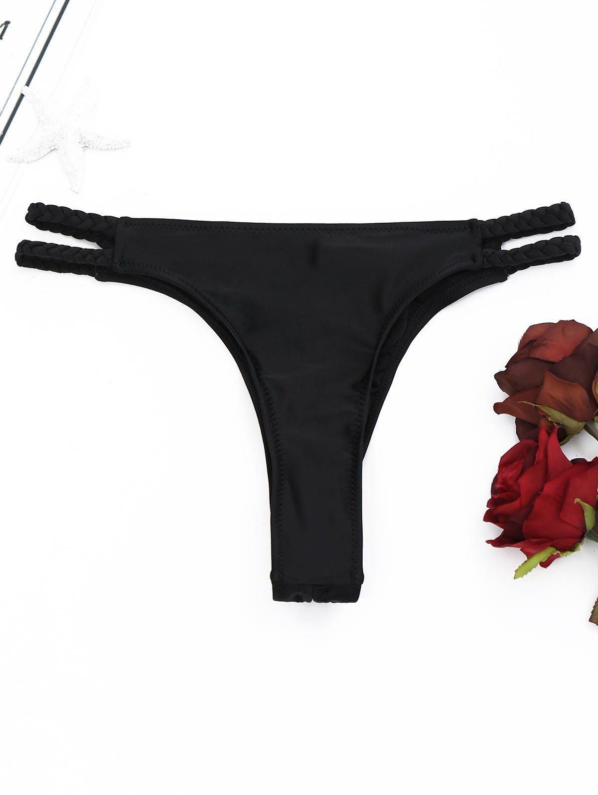 

Drawstring Braided Thongs, Black