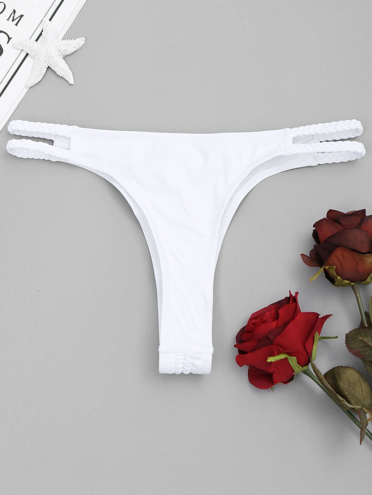 

Drawstring Braided Thongs, White
