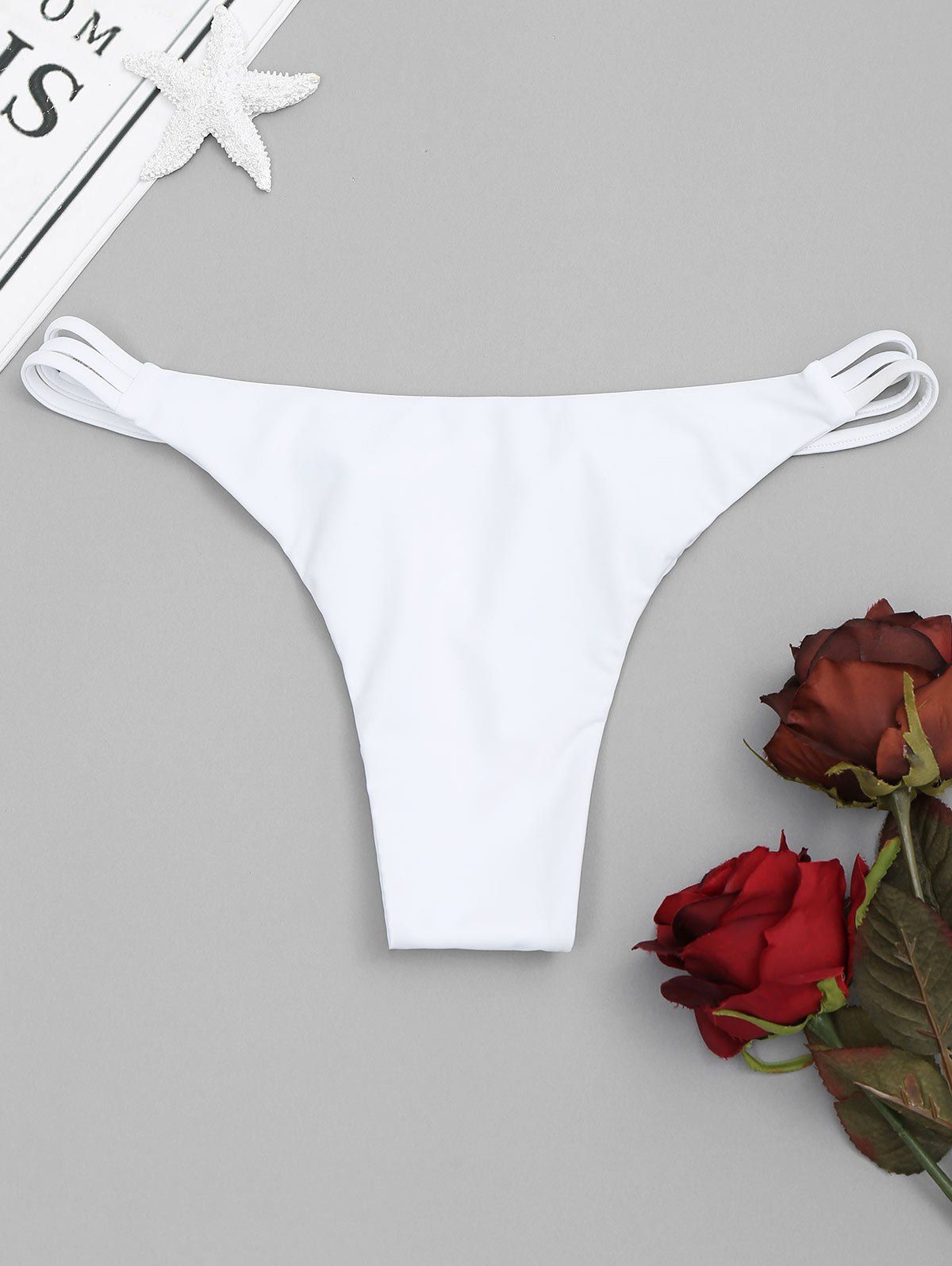 

Strappy High Cut Thongs, White