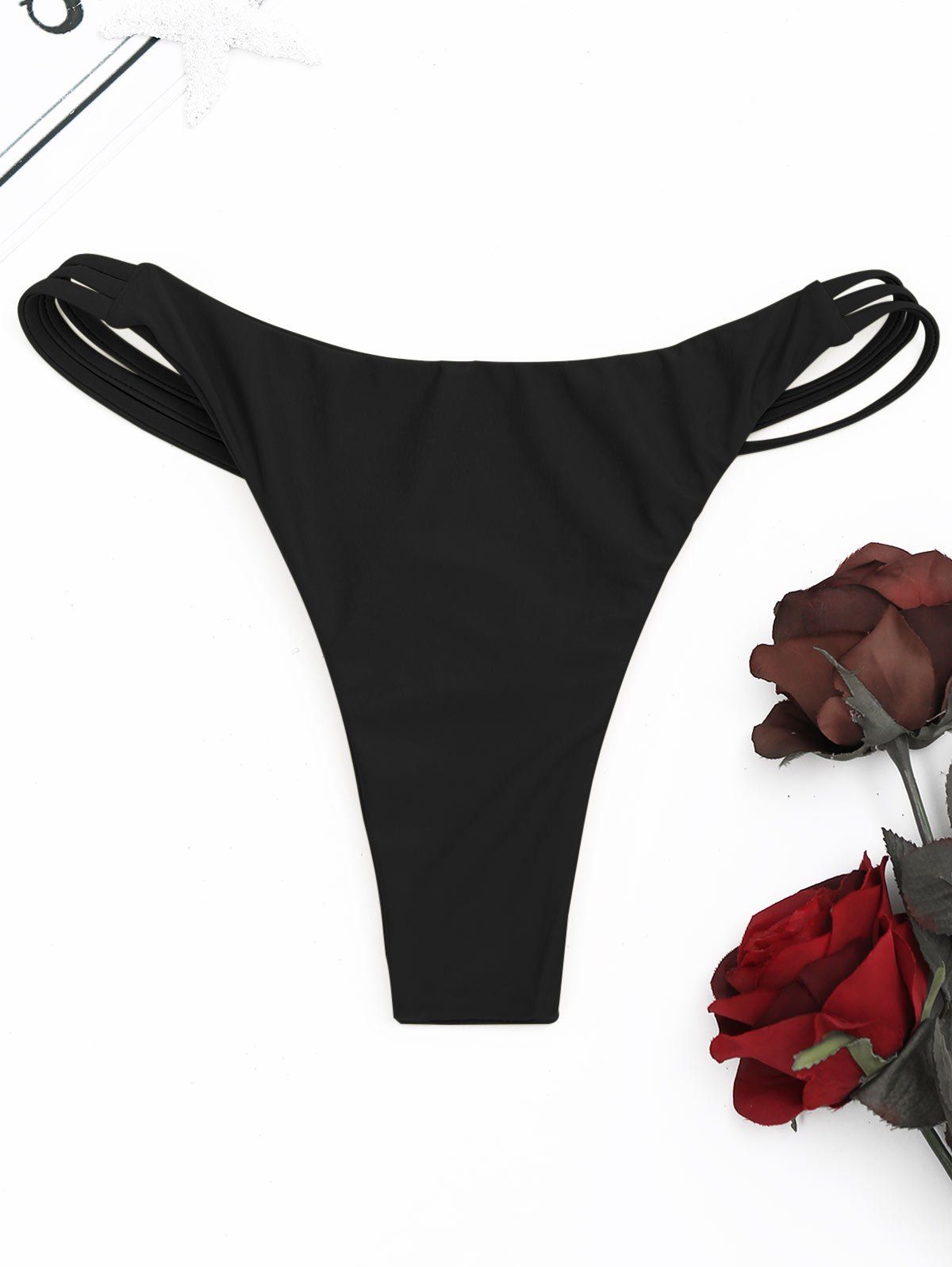 

Strappy High Cut Thongs, Black