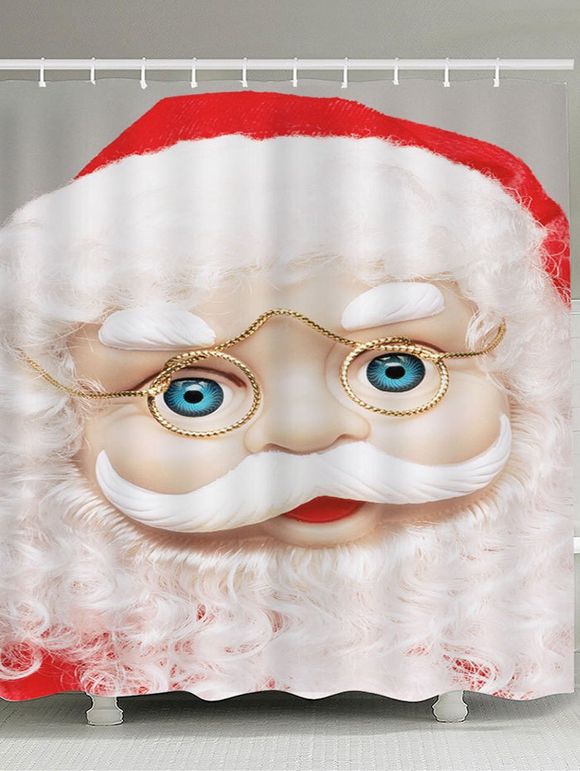 Lunettes de vue Santa Claus Imprimé imperméable Rideau de douche - Blanc W59 INCH * L71 INCH