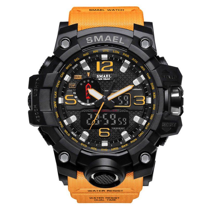 Multifuctional Quartz Digital Sport Military Watch, Orange