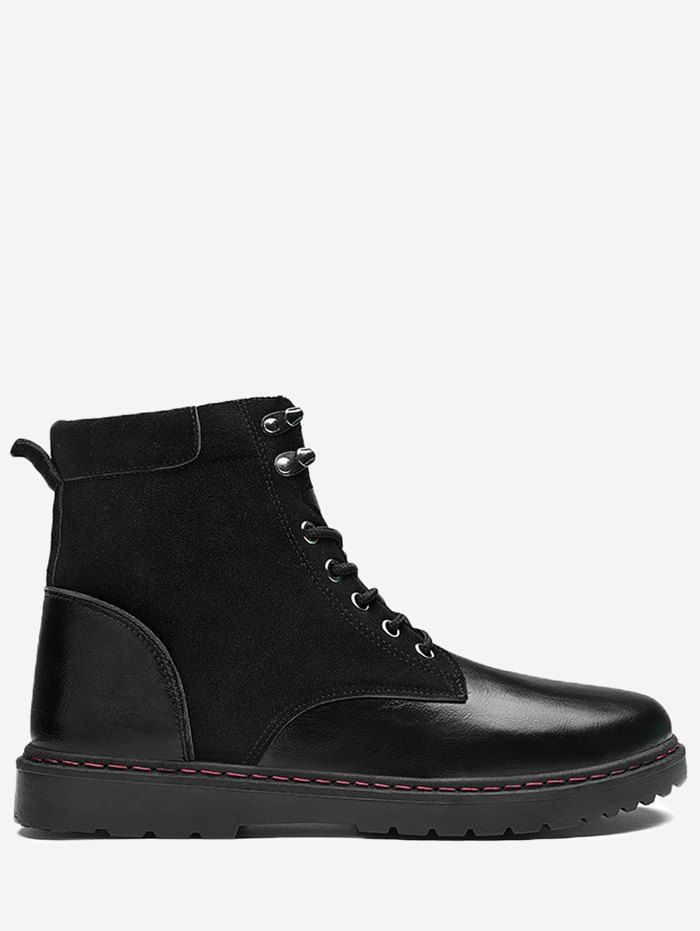 

Side Zip Warm Ankle Boots, Leather black