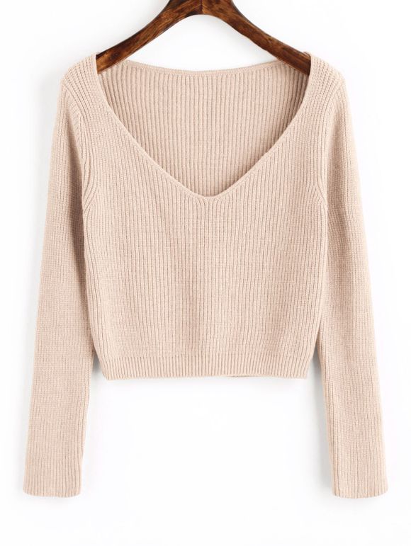 Pull Court à Col en V - Abricot ONE SIZE