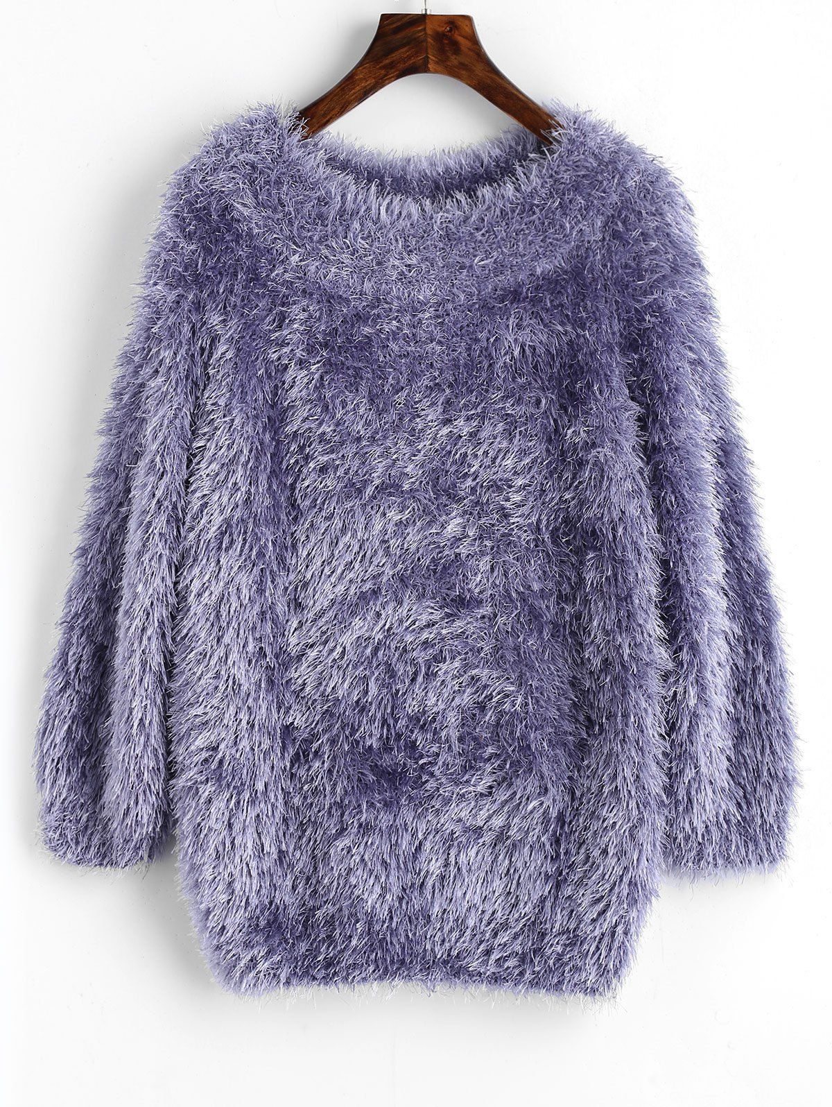 

Textured Raglan Sleeve Pullover Sweater, Light purple