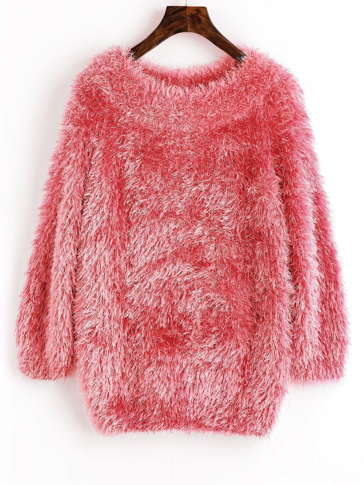 

Textured Raglan Sleeve Pullover Sweater, Peach pink