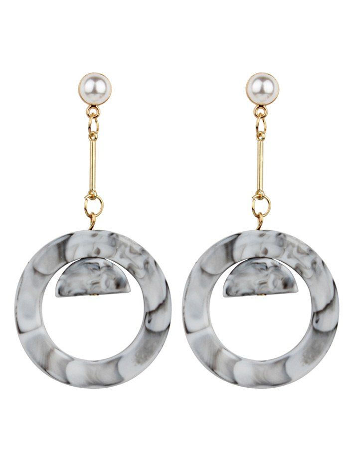 

Vintage Faux Pearl Acrylic Circle Earrings, Grey white