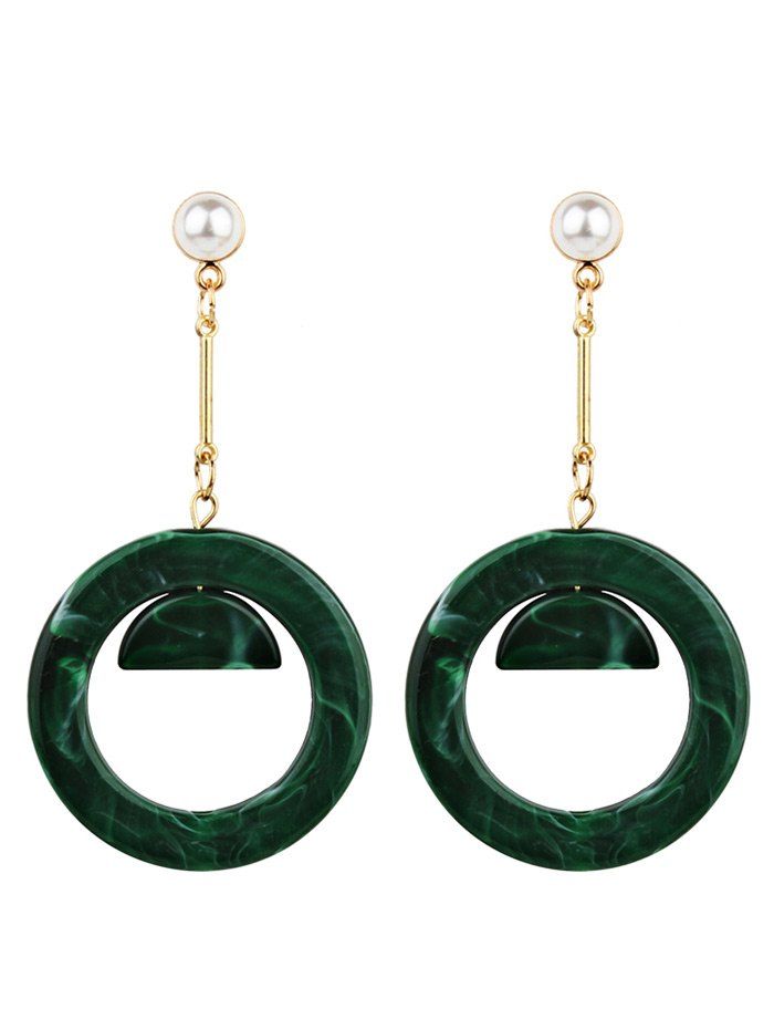 

Vintage Faux Pearl Acrylic Circle Earrings, Green