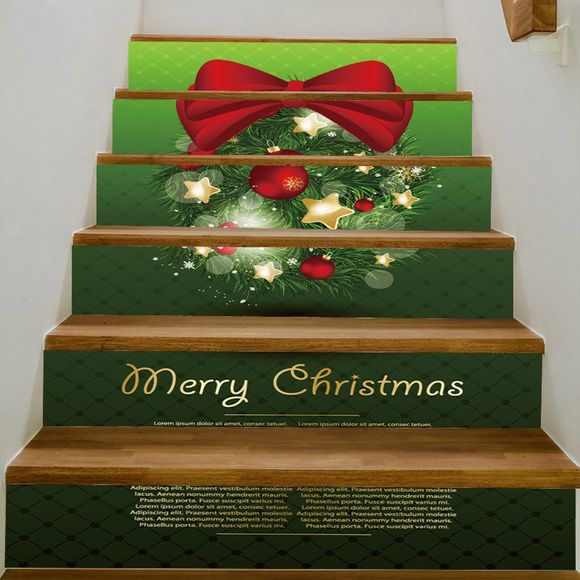 Autocollant d'Escalier de Noël Motif de Cloche et de Nœud Papillon - coloré 100*18CM*6PCS