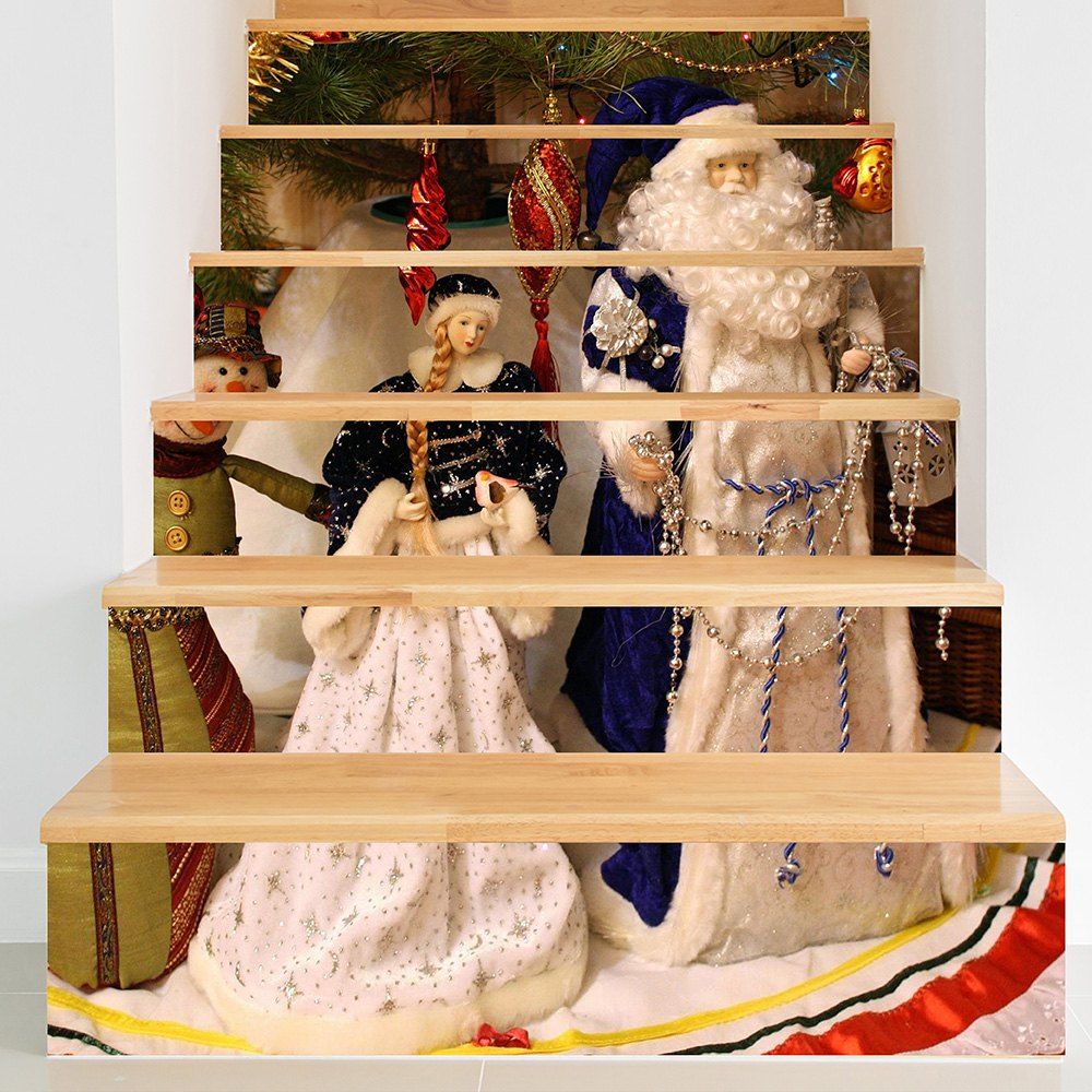 

Christmas Santa Claus with Princess Pattern Decorative Stair Stickers, Colorful