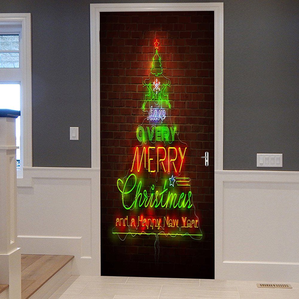 

Christmas Greetings Pattern Door Stickers, Colormix