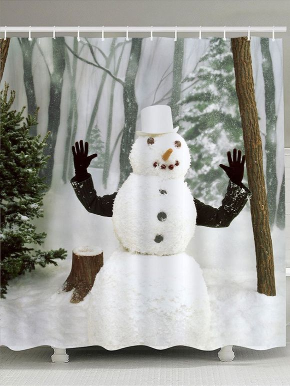 Motif de Snowman Snowman imperméable Rideau de douche - Blanc W71 INCH * L79 INCH