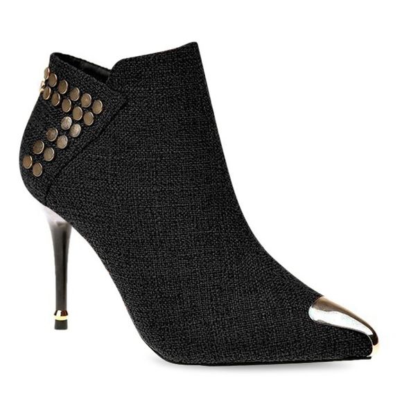 Bottines à bout pointu en métal à bout pointu - Noir 38