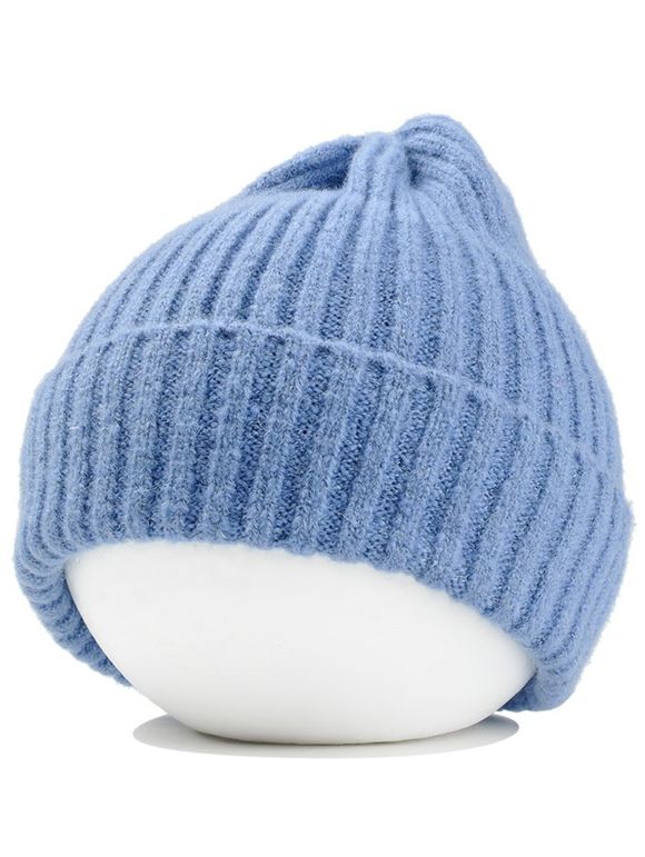 Bonnet Léger Tricoté au Crochet Orné de Bordure - Bleu clair 
