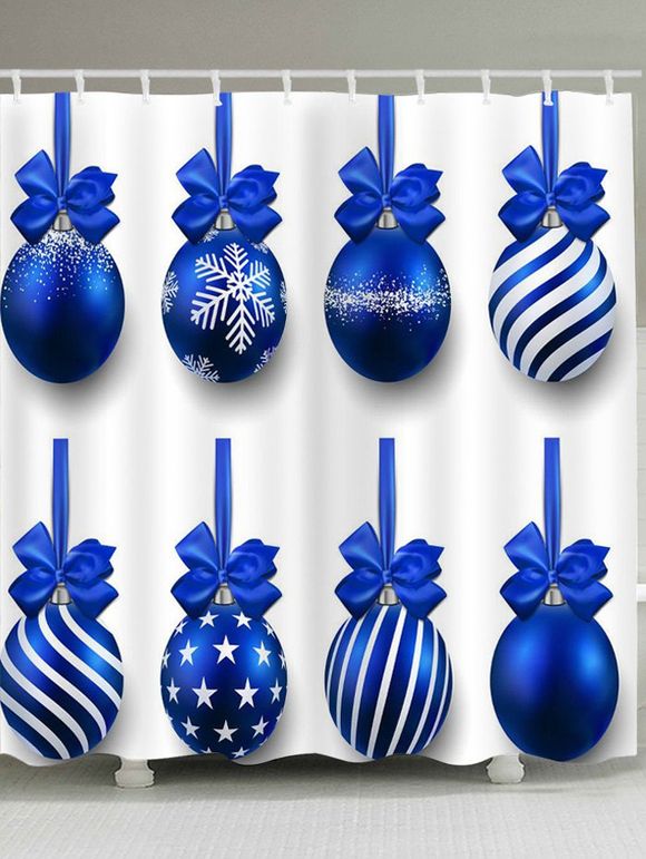 Rideau de douche imperméable à l'eau bleu motif boule de Noël - Bleu W59 INCH * L71 INCH