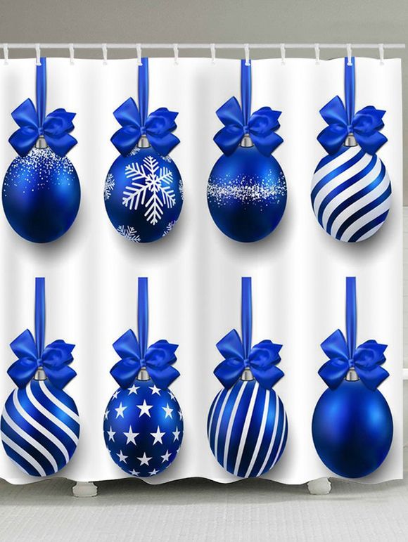Rideau de douche imperméable à l'eau bleu motif boule de Noël - Bleu W71 INCH * L71 INCH