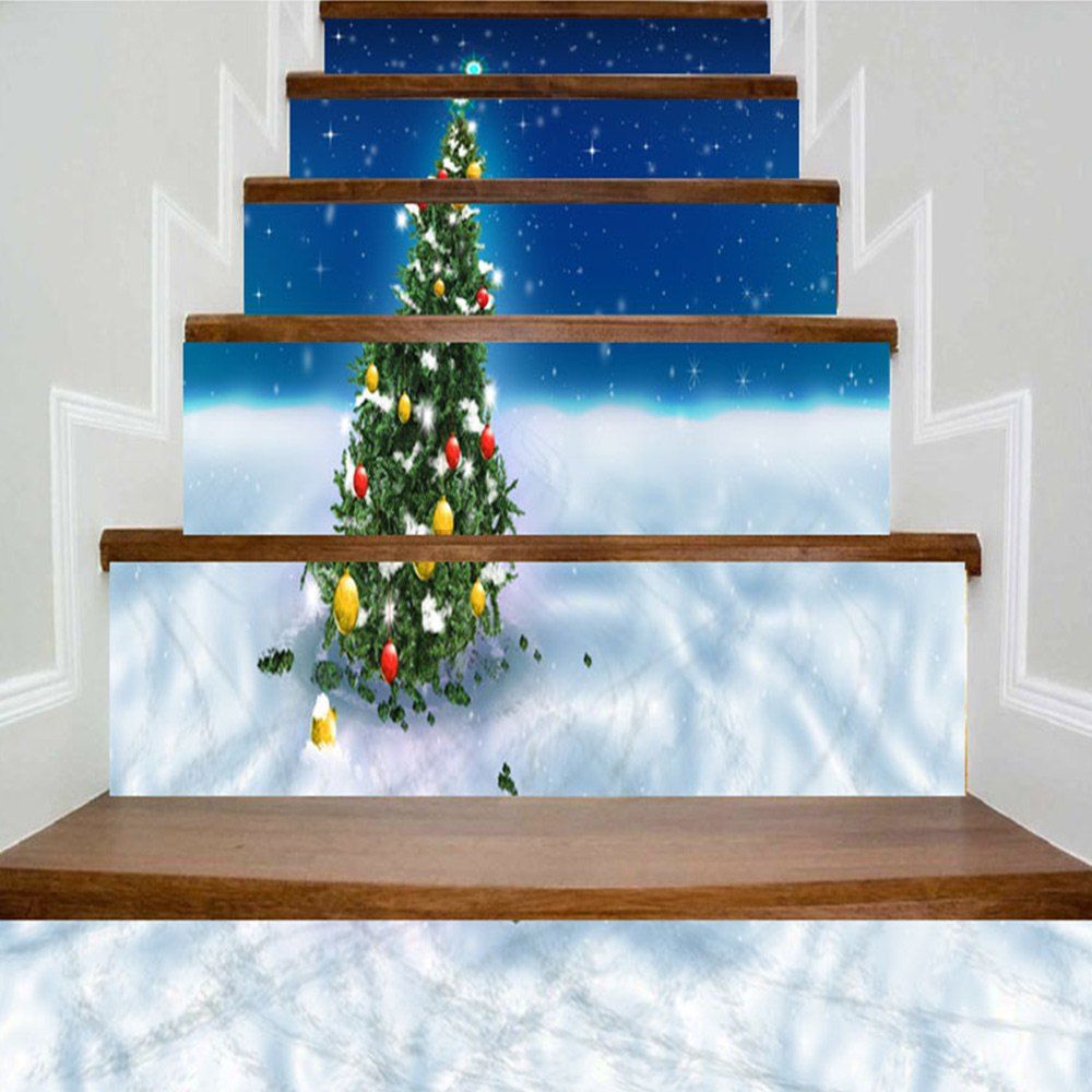 

Christmas Tree Pattern DIY Decorative Stair Stickers, Colormix