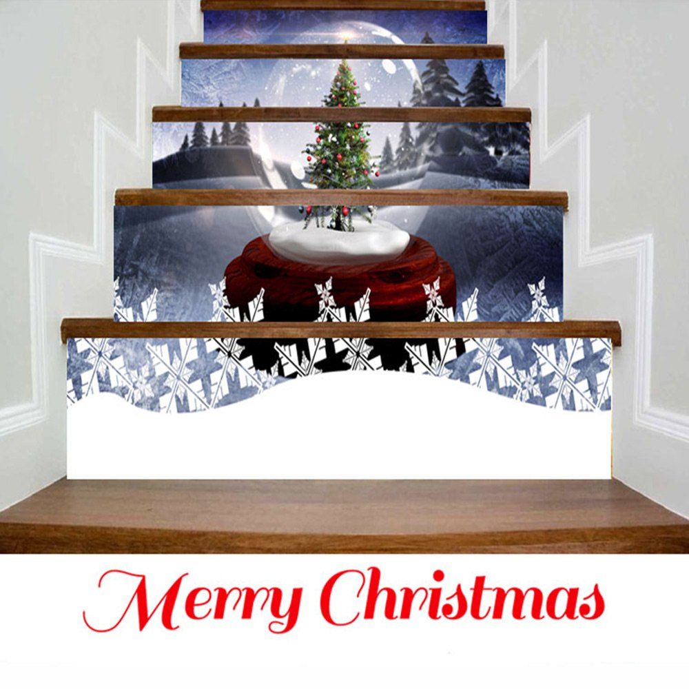 

Crystal Ball with Christmas Tree Print Decorative Stair Stickers, Colormix