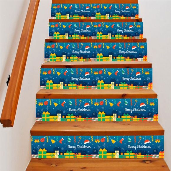 Éléments de cadeaux de Noël Print DIY Stickers d'escalier décoratifs - multicolore 100*18CM*6PCS