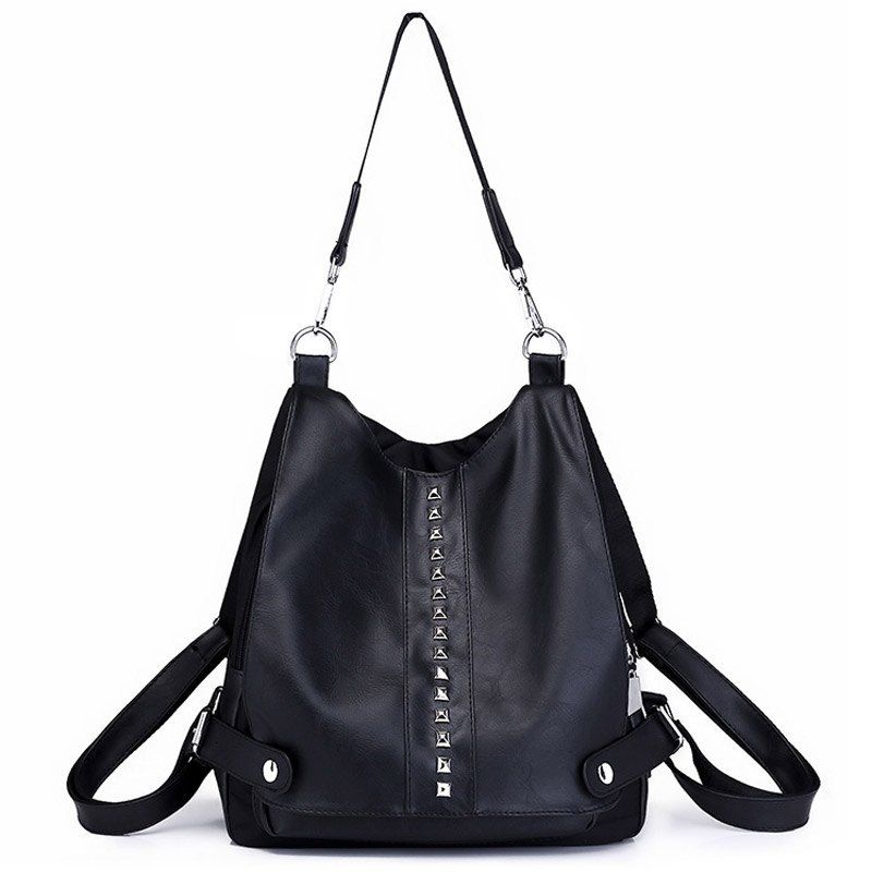

Faux Leather Studs Multi Function Backpack, Black