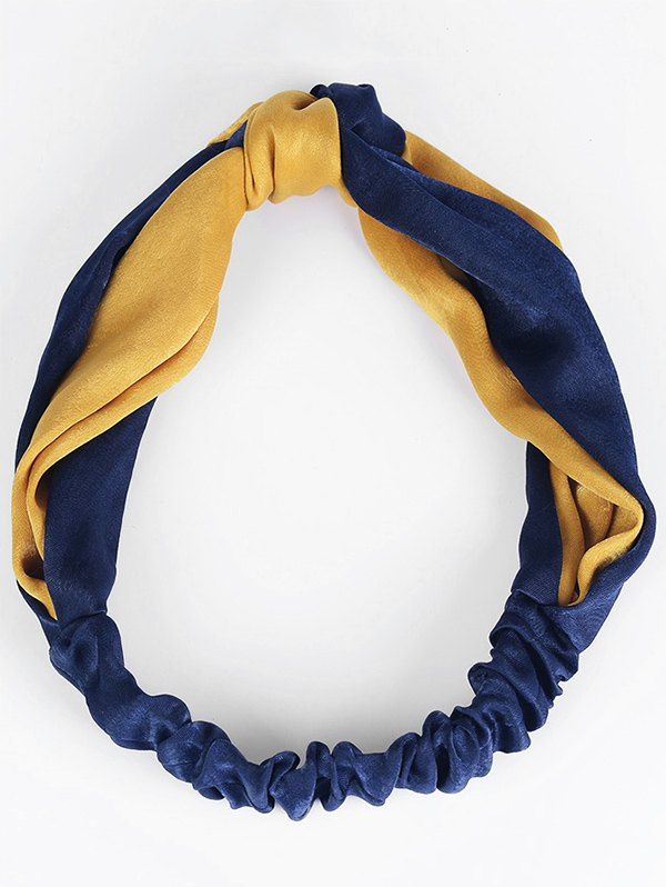 

Two Tone Knot Elastic Hair Band, Blue and orange