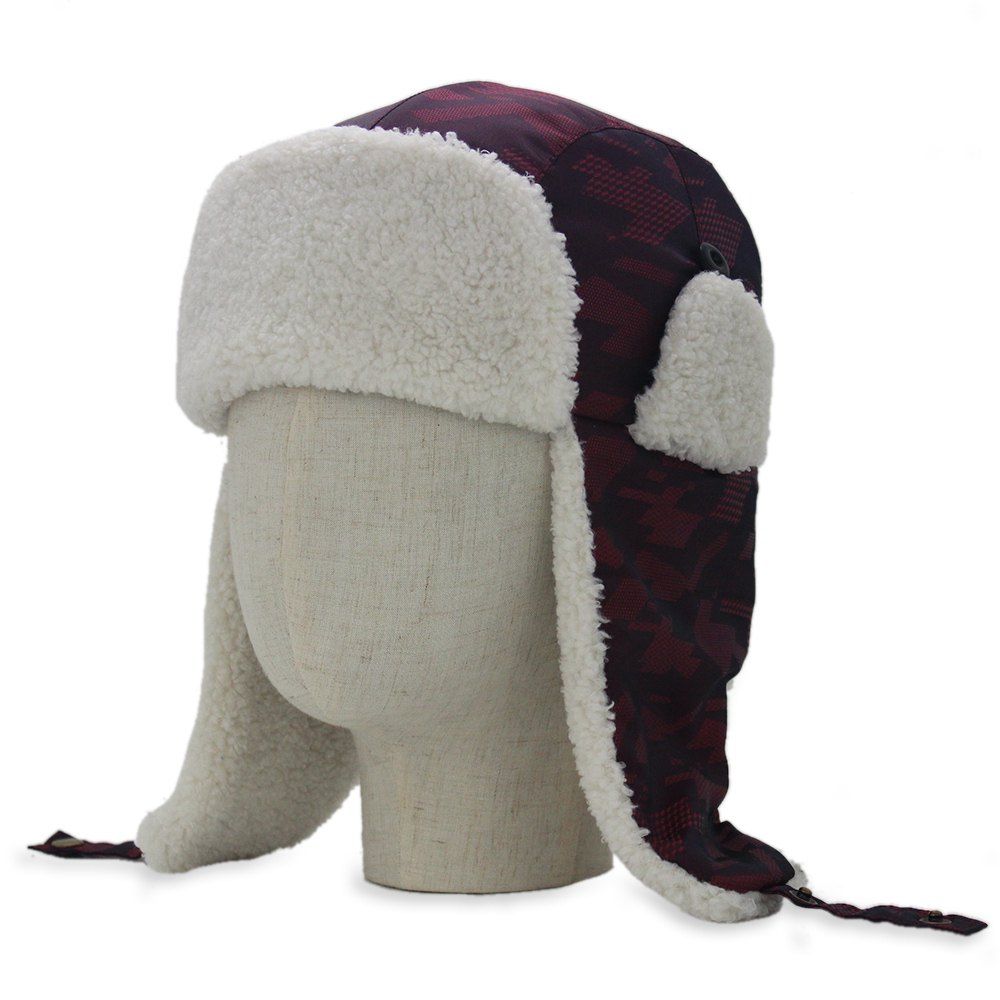 

Winter Waterproof Thicken Hunting Trapper Hat, Wine red