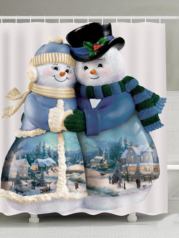 

Snowman Couples Pattern Waterproof Shower Curtain, Colorful